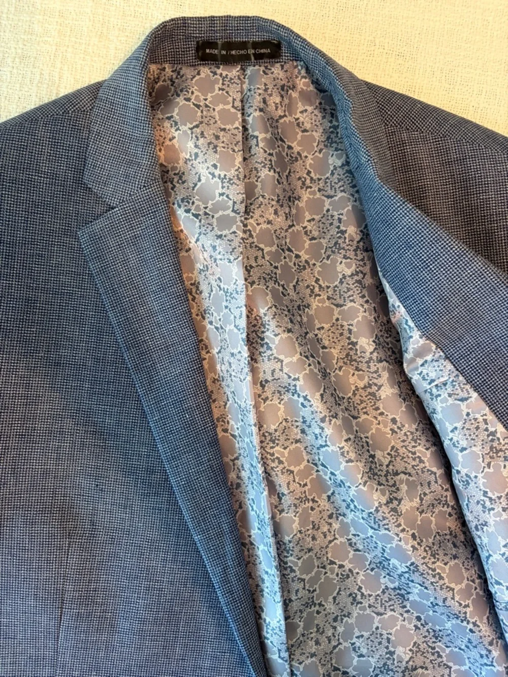 Men's Light Blue Textured Perry Ellis Suit